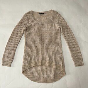 Ultra Flirt open knit sweater womens size M Beige high low tunic Y2k cottagecore